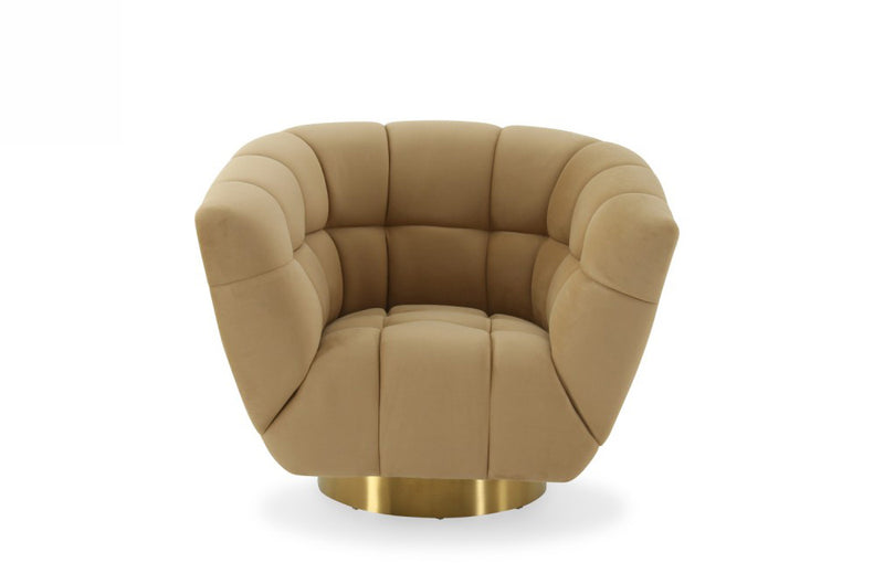 Divani Casa Granby Glam Mustard and Gold Fabric Chair