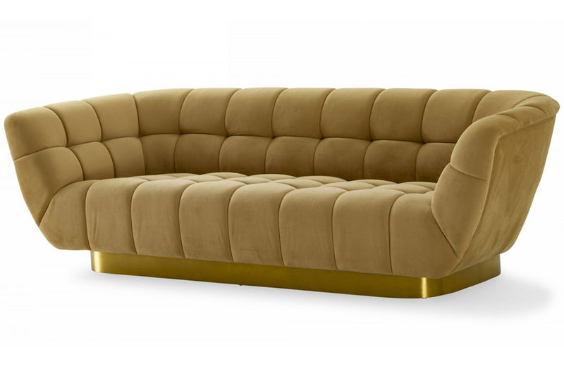 Divani Casa Granby Glam Mustard and Gold Fabric Sofa