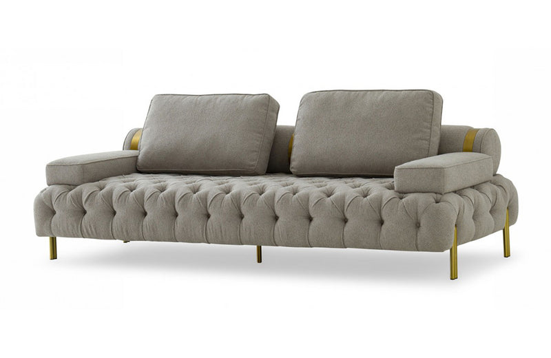 Divani Casa Ladera Glam Grey and Gold Fabric Sofa