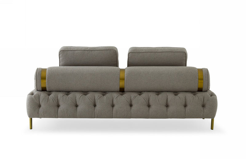 Divani Casa Ladera Glam Grey and Gold Fabric Sofa