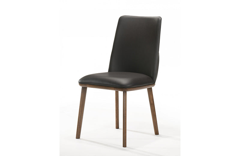 Modrest Utah Modern Walnut and Brown Eco-Leather Dining Chair- Set of 2