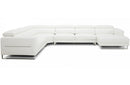 Divani Casa Hawkey Contemporary White Full Leather U Shaped Sectional Sofa