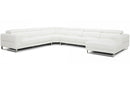 Divani Casa Hawkey Contemporary White Full Leather U Shaped Sectional Sofa