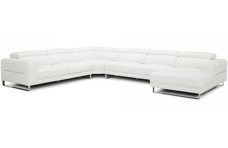 Divani Casa Hawkey Contemporary White Full Leather U Shaped Sectional Sofa