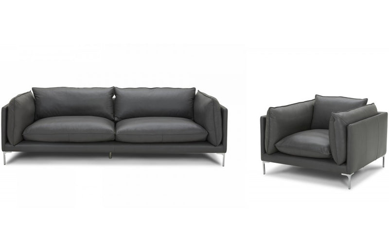 Divani Casa Harvest Modern Grey Full Leather Sofa