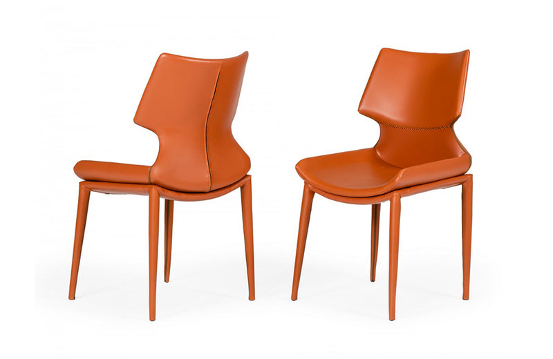 Modrest Helwig Contemporary Cognac Eco-Leather Dining Chair (Set of 2)