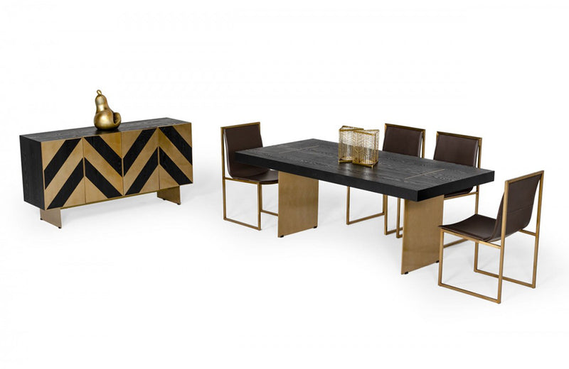 Modrest Perret Glam Black Ash & Brushed Brass Modern Buffet