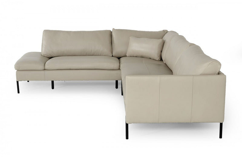 Divani Casa Sherry Modern Grey Leather Sectional Sofa