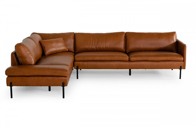 Divani Casa Sherry Modern Cognac Leather Sectional Sofa