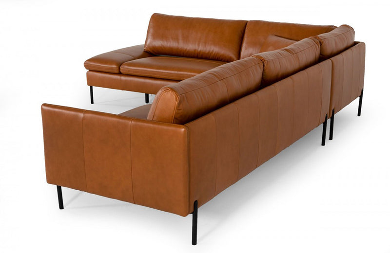 Divani Casa Sherry Modern Cognac Leather Sectional Sofa