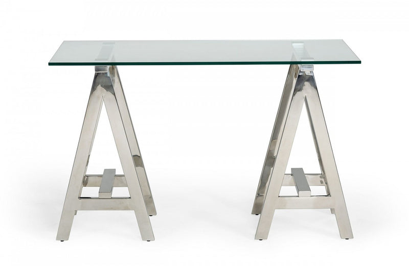 Modrest Ostrow Modern Glass & Stainless Steel Console Table