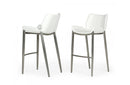 Modrest Dave Modern White Leatherette Bar Stool (Set of 2)