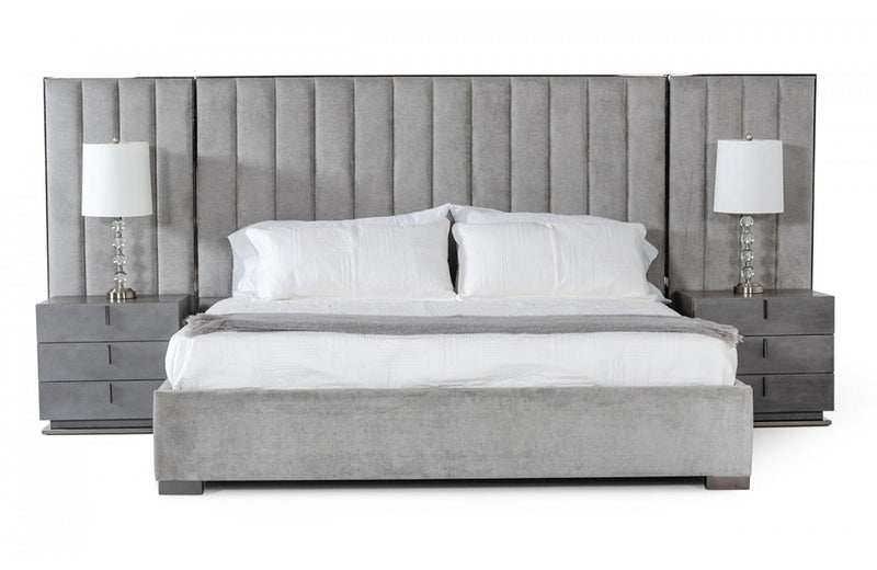 Modrest Buckley Grey & Black Stainless Steel Bedroom Set