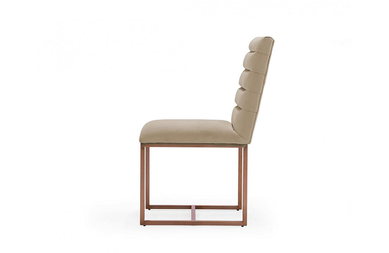 Modrest Barker Modern Beige & Brush Gold Dining Chair (Set of 2)