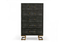 Modrest Howard Modern Shagreen Grey Leatherette & Gold Chest