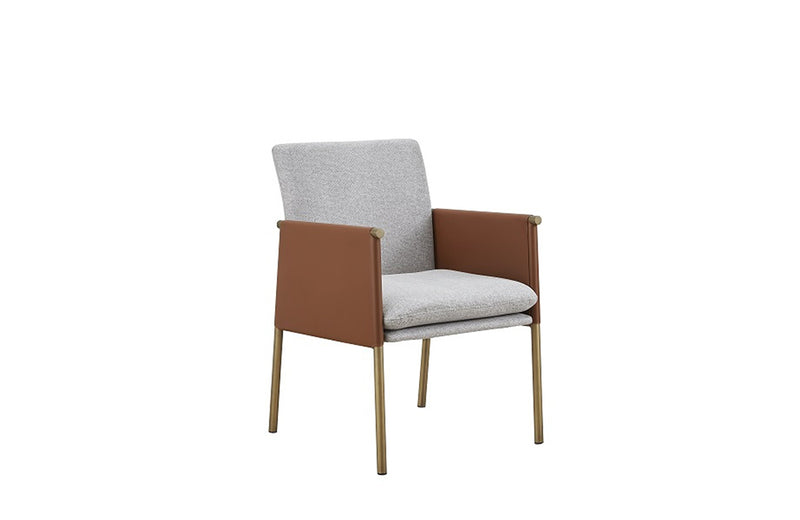 Modrest Pettit Modern White & Brass Arm Dining Chair