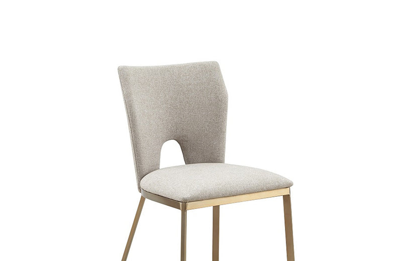 Modrest Burton Modern Beige & Brass Dining Chair Set of 2