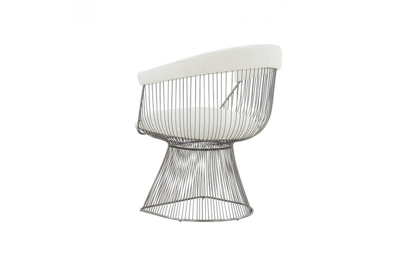 Modrest Chandler Modern  White Shepra and Matte Silver Dining Chair