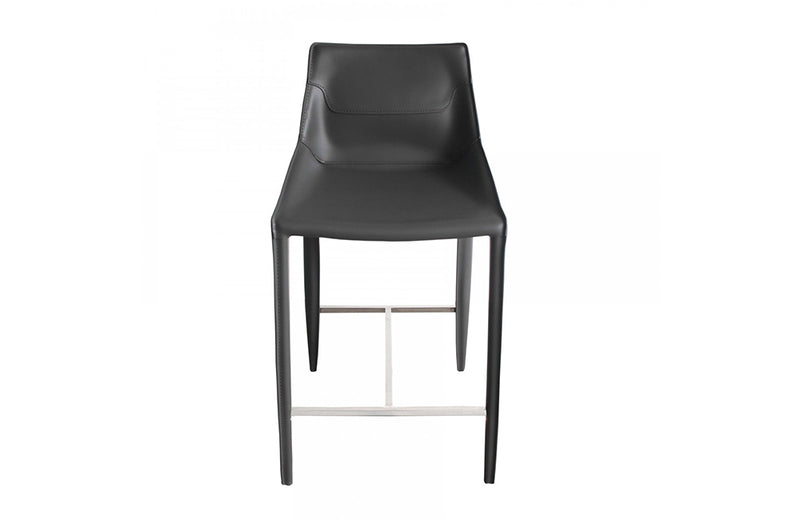 Modrest Halo Modern Grey Saddle Leather Counter Stool