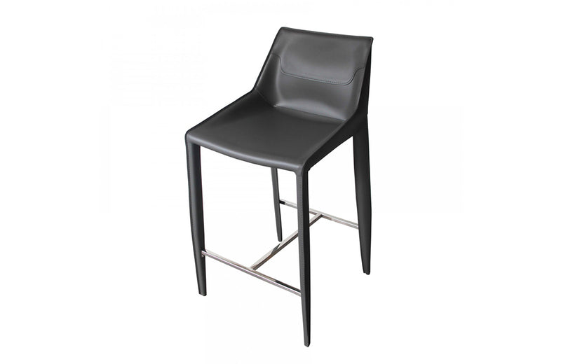 Modrest Halo Modern Grey Saddle Leather Counter Stool