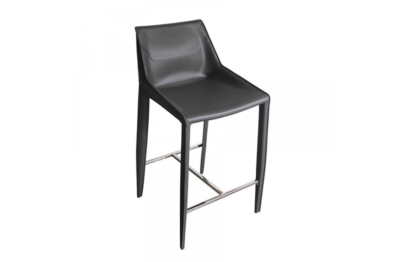 Modrest Halo Modern Grey Saddle Leather Counter Stool