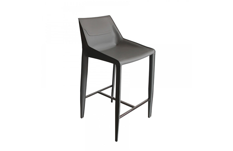 Modrest Halo Modern Light Grey Saddle Leather Counter Stool