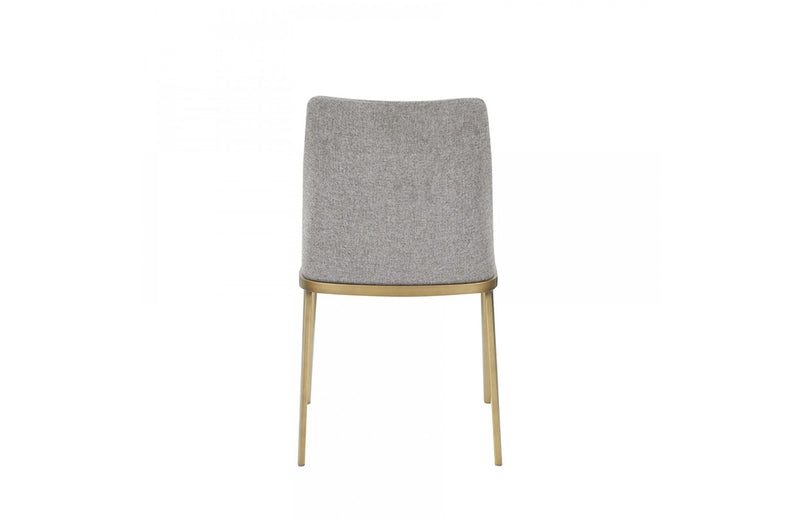 Modrest Brent Contemporary Light Grey Fabric + Brass Dining Chair Set of 2