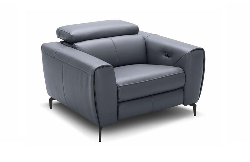 Scuzzo Blue Gray Reclining Leather Chair