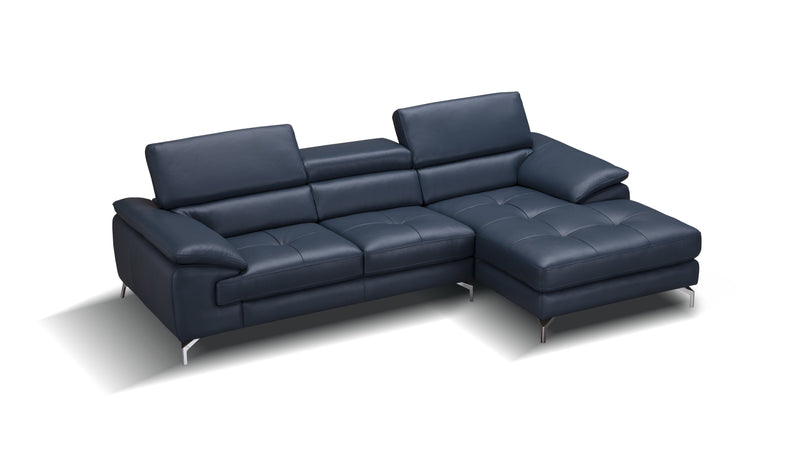 RIALTO Blue Premium Leather Sectional Sofa