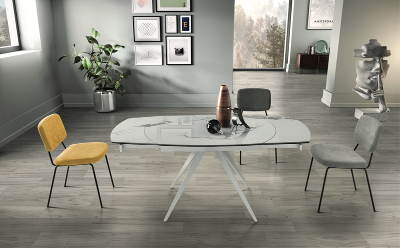 Achille White Ceramic Table with two extensions