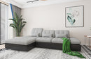 Alpine Two-Tone Fabric Sectional Sofa with bed and storage in Grey
