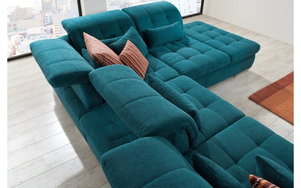 Alpine Fabric Sectional Sofa In Teal Paramus Mega Furniture