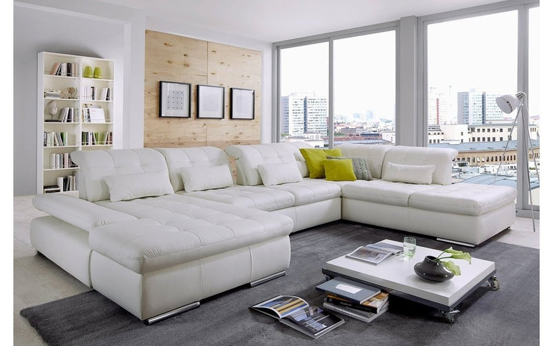 Alpine Sectional Sofa in Punch White Leather