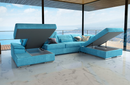 Alpine-X  Teal Fabric Sectional U-shape with bed and storage by Nordholtz