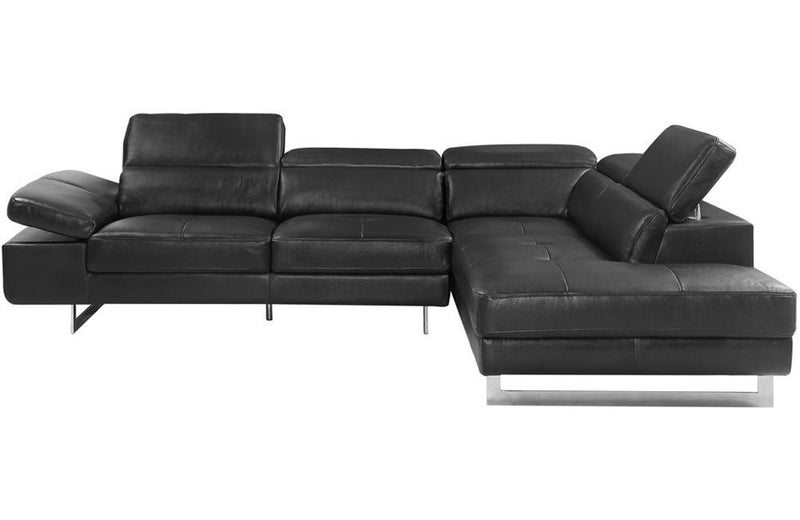 Jaxon Black Leather Sectional Sofa