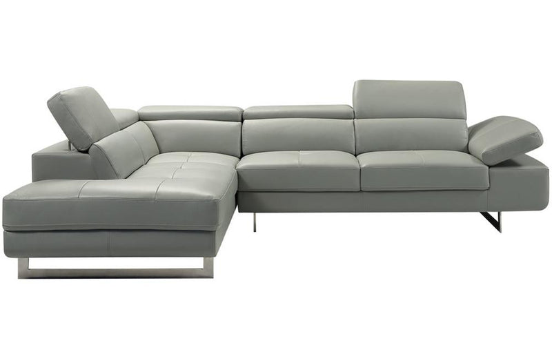 Jaxon Grey Leather Sectional Sofa