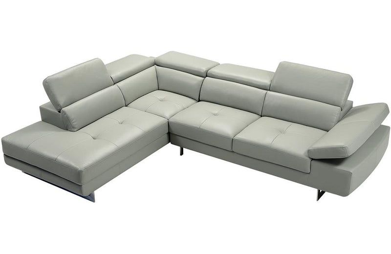 Jaxon Grey Leather Sectional Sofa