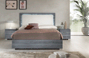 Nicole Bed w/ Wooden HB in Grey w/ Light