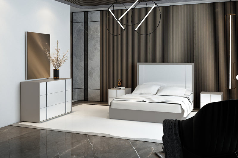 Moon Grey and White Modern Bedroom Set
