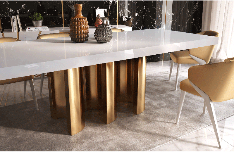 Oro White Dining Table C shape