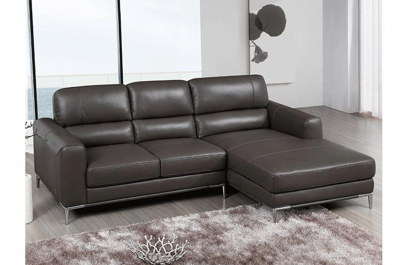 Elaine Gray Leather Sectional Sofa