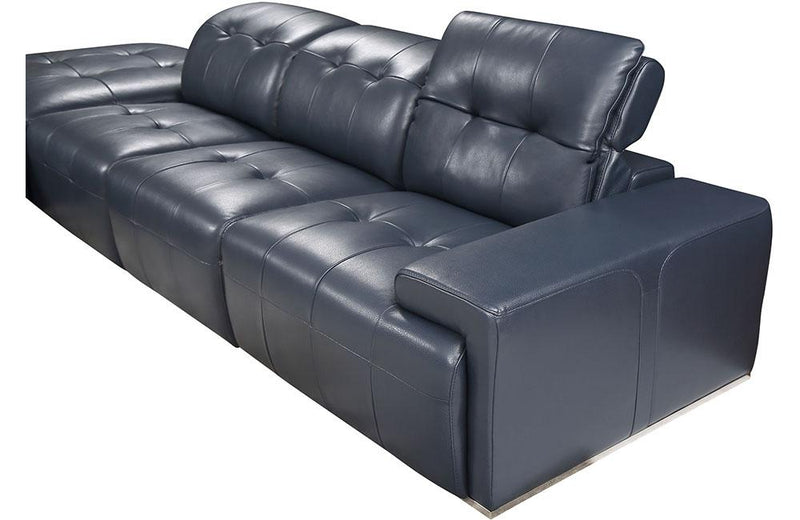 Connor Blue Leather Sectional Sofa