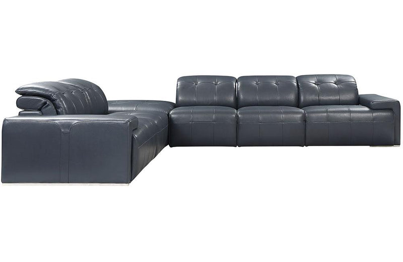 Connor Blue Leather Sectional Sofa
