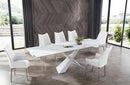 9113 Dining Table with 1218 swivel White Chairs