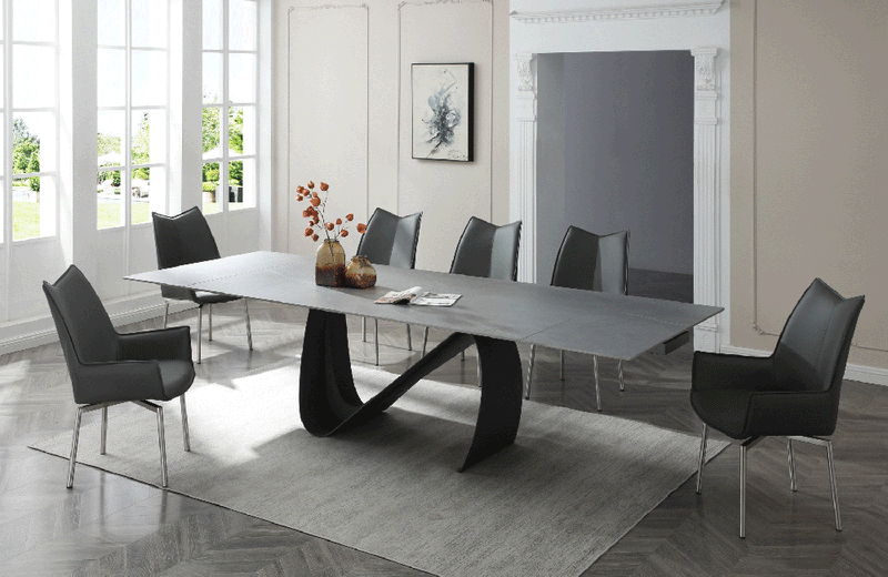 9087 Table Dark grey with 1218 swivel dark grey chair