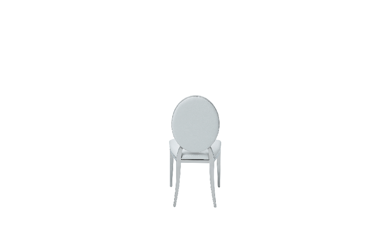 110 Marble Dining Table with 110 White Chairs