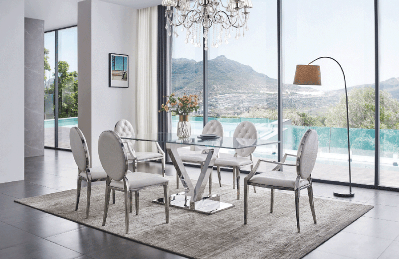 Zig Zag Dining Table with 110 White Chairs