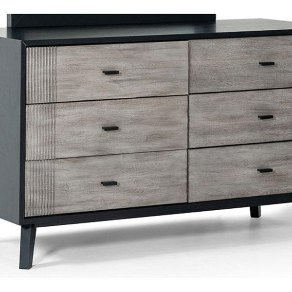 Panther Grey and Black Six Drawer Dresser