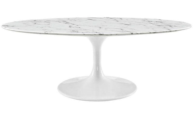 Theodore 48" Oval-Shaped Artificial Marble Coffee Table in White