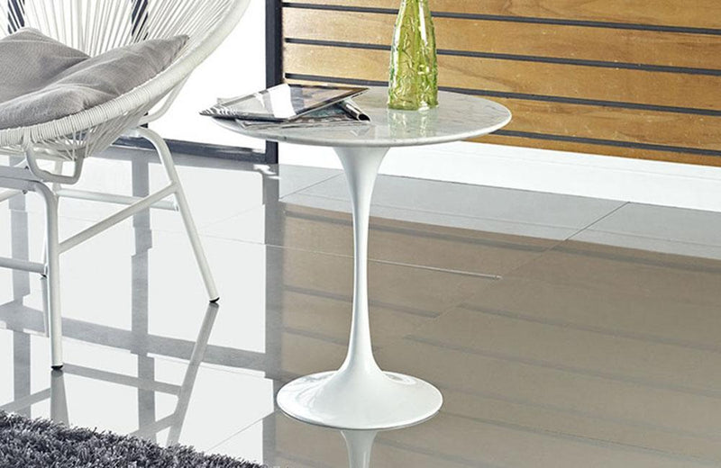 Ezra 20" Marble Side Table in White